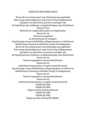 division of davao de oro hymn lyrics|Schools Division of Davao de Oro Hymn .